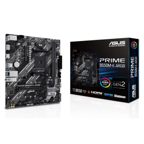 Asus Prime B550M-K Argb DDR4 5100MHZ 1XHDMI 1XDP 2XM.2 USB 3.2 MATX AM4 (AMD AM4 5000/4000 G/3000 Serisi ile Uyumlu)