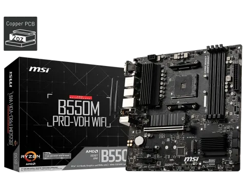 MSI B550M Pro-Vdh Wi-Fi DDR4 4400MHZ 1XVGA 1XHDMI 1XDP 2XM.2 USB 3.2 MATX AM4 (AMD 5000 ve 3000 Serisi İşlemci Uyumlu)