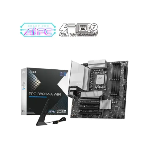 MSI Pro B860M-A Wi-Fi DDR5 8800MT/S 1XHDMI 1XDP 3XM.2 MATX 1851P (Intel Ultra Processors SERIES2)