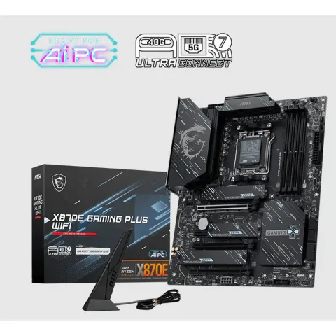 MSI X870E Gaming Plus Wi-Fi DDR5 8200MT/S 1XHDMI 3XM.2 USB AM5 Atx(Amd AM5 9000/8000/7000 Serileri ile Uyumlu)