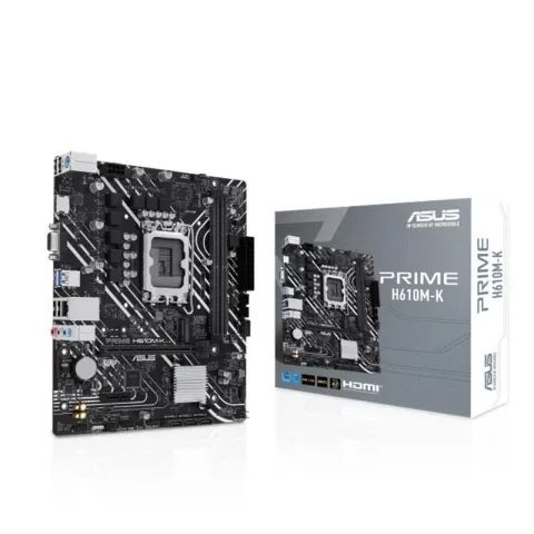 Asus Prime H610M-K DDR5 5600MHZ 1XVGA 1XHDMI 1XM.2 USB 3.2 MATX 1700P (12. / 13. ve 14. Nesil İşlemci Uyumlu)
