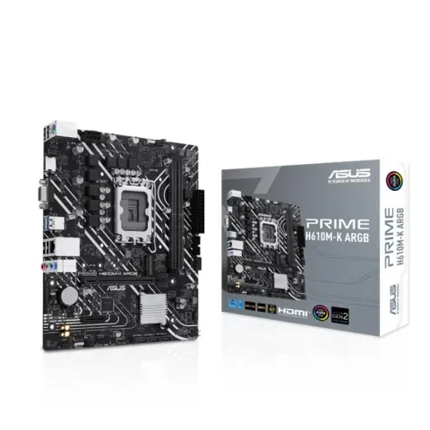 Asus Prime H610M-K Argb DDR5 5600MHZ 1XVGA 1XHDMI 1XM.2 USB 3.2 MATX 1700P (12. / 13. ve 14. Nesil İşlemci Uyumlu)