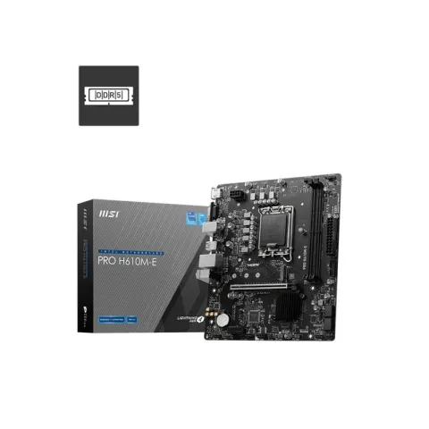MSI Pro H610M-E DDR5 5600MHZ 1XVGA 1XHDMI 1XM.2 USB 3.2 MATX 1700P (12. / 13. ve 14. Nesil İşlemci Uyumlu)