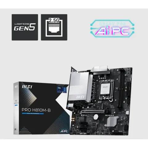 MSI Pro H810M-B DDR5 6400MHZ 1XHDMI 1XDP 1XM.2 MATX 1851P (Intel Ultra Processors Series 2)