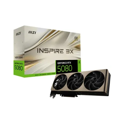 MSI GeForce RTX5080 16G İnspire 3X Oc 16GB GDDR7 256BIT 1XHDMI 3XDP Ekran Kartı