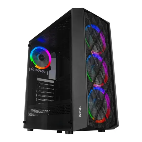 Everest Bumpy PSU Yok 4*12CM Argb Fanlı Tempered Camlı Gaming Kasa