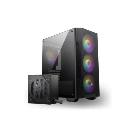 MSI Mag Forge M100A D60 600W 80+ Akrilik Yan Panel 3X120MM 1X120MM Argb Bronze MATX Gaming Kasa