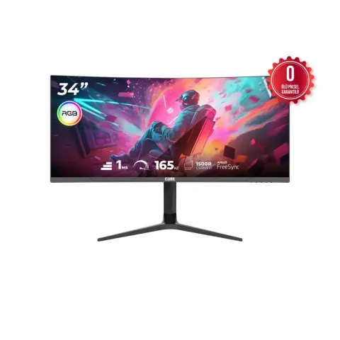 34 Cube PA-34V165C VA 1MS 165HZ HDMI DP Type-C USB 2K Wqhd 3440X1440 Freesync Curved Yukseklık Ayari VESA RGB Siyah Gami