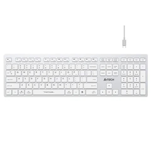 A4 Tech FBX50C Beyaz BLUETOOTH+2.4G Nano MM Sarj Edilebilir Kablosuz Klavye