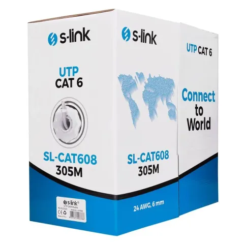 S-Link SL-CAT608 305MT 6MM 24AWG CAT6 Kablo Gri