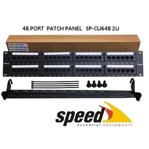 Speed SP-CU648 2U 48 Port CAT6 Dolu UTP Patch Panel + Kablo Düzenleyici