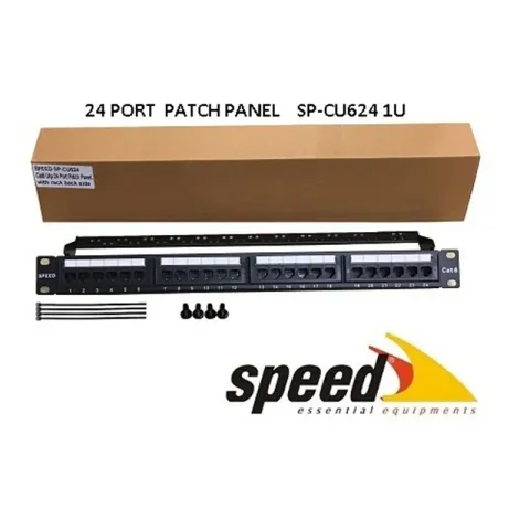 Speed SP-CU624 1U 24 Port CAT6 Dolu UTP Patch Panel + Kablo Düzenleyici