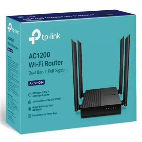 TP-Link Archer C64 AC1200 2.4/5GHZ 1200MBPS MU-Mimo İç Ortam Kablosuz Wi-Fi Router
