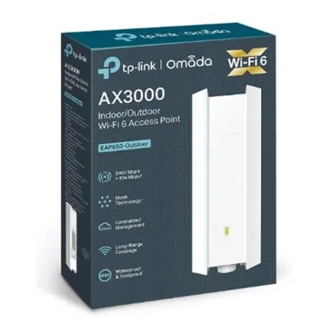 TP-Link Omada EAP650-OUTDOOR AX3000 Dual Band WIFI6 1XGBIT RJ45 574MBPS/2.4GHZ/2402MBPS/5GHZ Access Point (Adaptörlü)