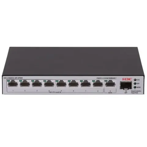 H3C Aolynk S1600V2-10P-HPWR 8 Port Gigabit + 1XGB SFP/1XRJ45 Uplink 125W PoE Yönetilebilir Switch