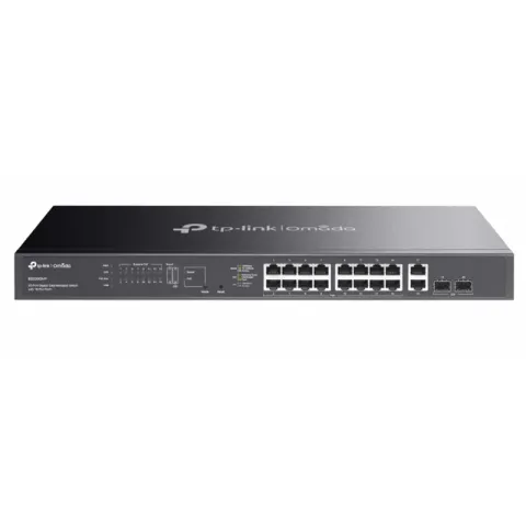 TP-Link Omada ES220GMP 16 Port Gigabit + 2XGB RJ45/2XGB SFP 250 Metre 250W PoE Yönetilebilir Rackmount Metal Kasa Switch