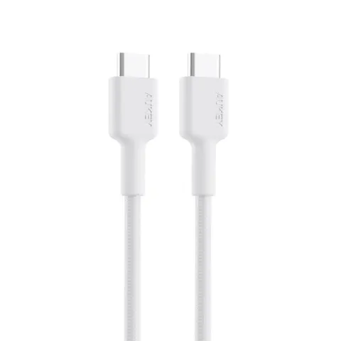 Aukey CB-CD45-WH Pd Naylon Örgülü Type-C Type-C Şarj Kablosu 0.9MT