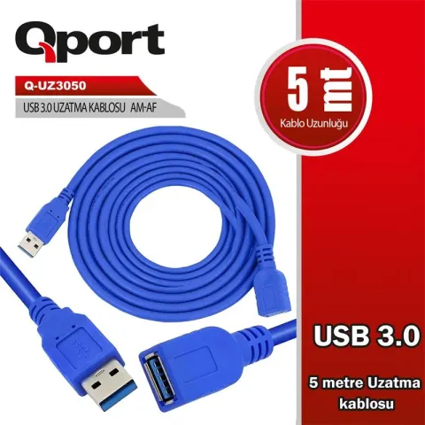 Qport Q-UZ3050 USB 3.0V 5MT Uzatma Kablosu