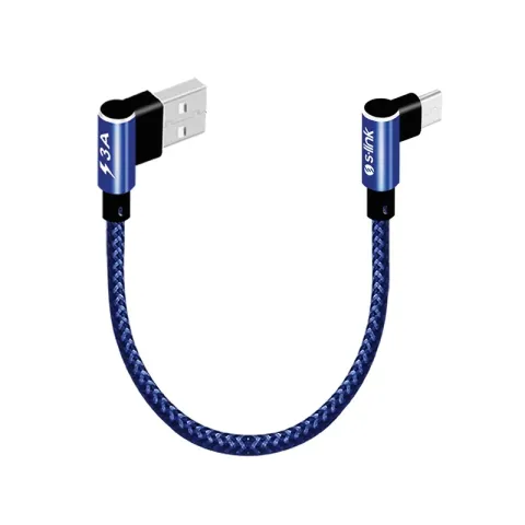 S-Link Swapp SW-C757 3A – 15 cm Type-C Lacivert Kılıflı Metal -L- Kablo