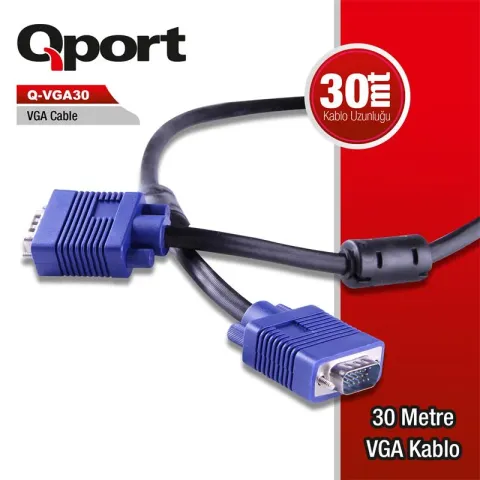 Qport Q-VGA30 15PIN Fıtrelı 30MT VGA Kablo
