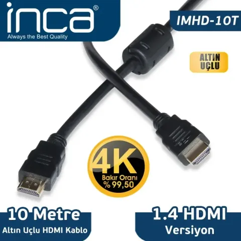 Inca IMHD-10T 10M HDMI 1.4V 3D Altın Uclu Kablo