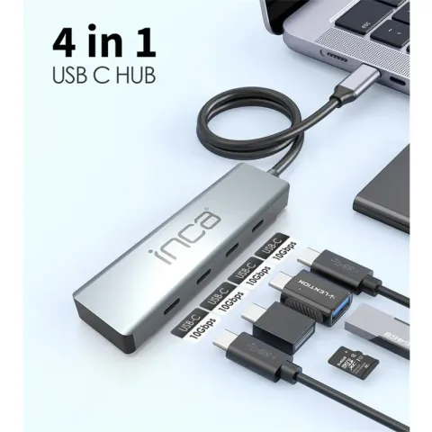 Inca ITPT-4T Type-C Hub X4 Type-C Port 3.1 10GBPS Aluminyum Kasa Çoklayıcı
