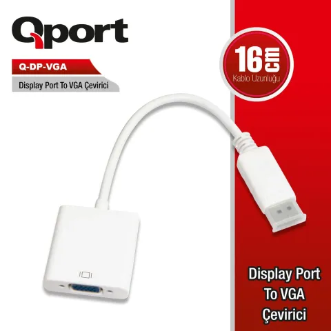 Qport Q-DP-VGA Dv Display Port To VGA Dönüştürücü