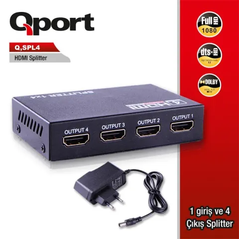 Qport Q-SPL4 Full HD 1 Giriş 4ÇIKIŞLI HDMI Splitter (Sinyal Çoğaltıcı)