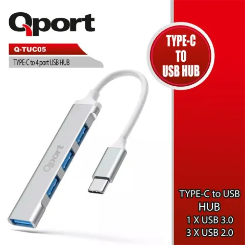 Qport Q-TUC05 Type-C To 4 Port USB Çoklayıcı