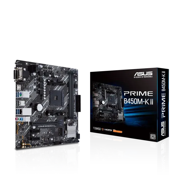 Asus Prime B450M-K İi DDR4 4400MHZ 1XVGA 1XHDMI 1XDVI 1XM.2 USB 3.2 MATX AM4 (2. ve 1.NESİL İşlemci Uyumlu)