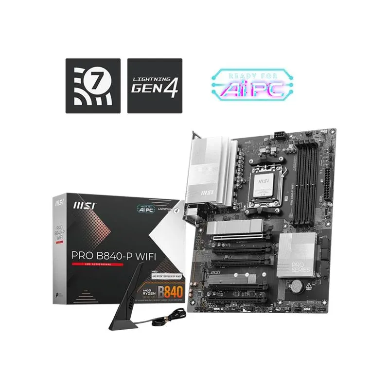 MSI Pro B840-P Wi-Fi DDR5 8000MT/S 1XHDMI 2XM.2 ATX AM5 (AMD AM5 9000/8000/7000 Serileri ile Uyumlu)