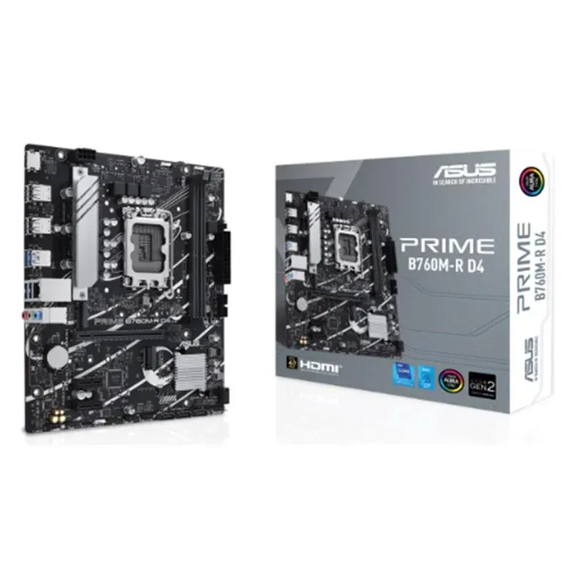Asus Prime B760M-R D4 DDR4 5333MHZ 1XHDMI 2XM.2 USB 3.2 MATX 1700P (12. / 13. ve 14. Nesil İşlemci ile Uyumlu)