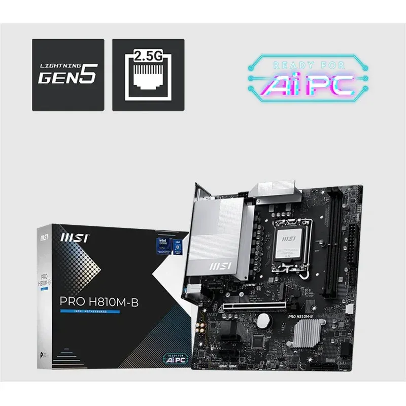 MSI Pro H810M-B DDR5 6400MHZ 1XHDMI 1XDP 1XM.2 MATX 1851P (Intel Ultra Processors Series 2)