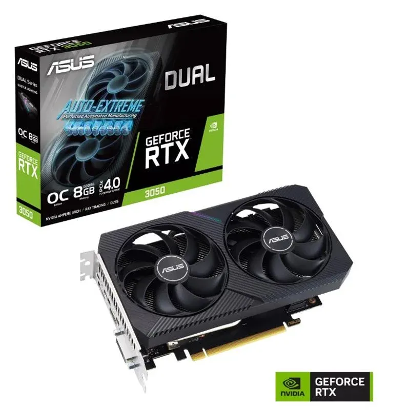Asus GeForce DUAL-RTX3050-O8G V2 8GB GDDR6 128BIT 1XHDMI 1XDVI 1XDP Ekran Kartı