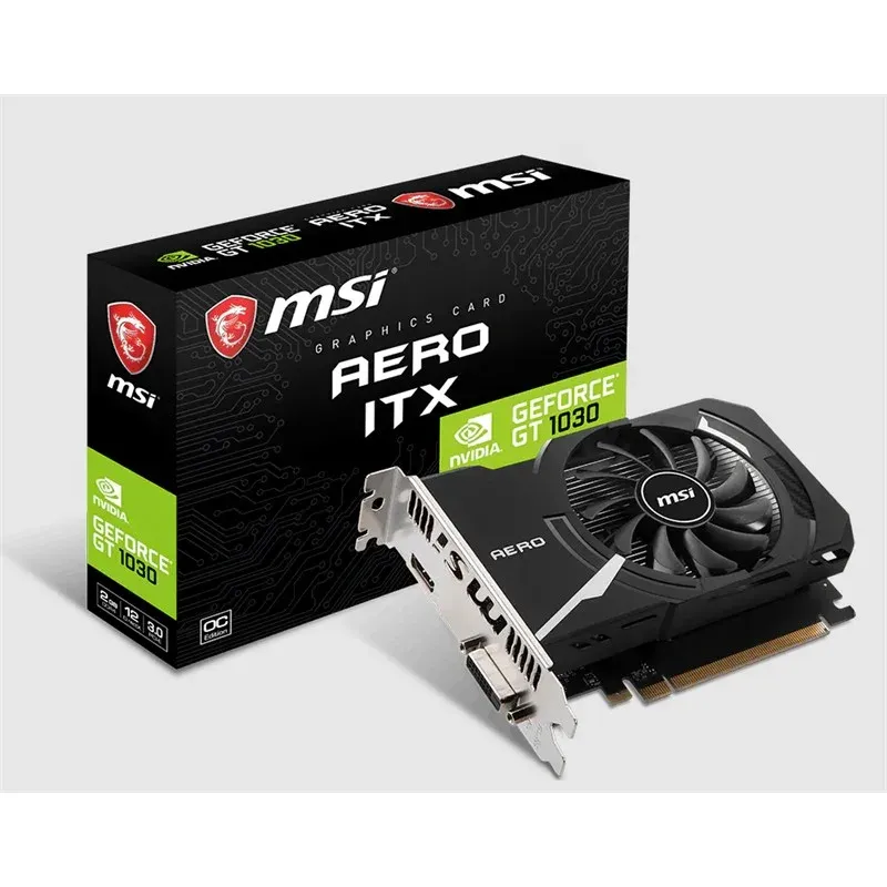 MSI GeForce GT1030 Aero ITX 2GD4 Oc 2GB DDR4 64BIT 1XHDMI 1XDVI Ekran Kartı