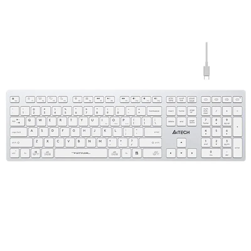 A4 Tech FBX50C Beyaz BLUETOOTH+2.4G Nano MM Sarj Edilebilir Kablosuz Klavye
