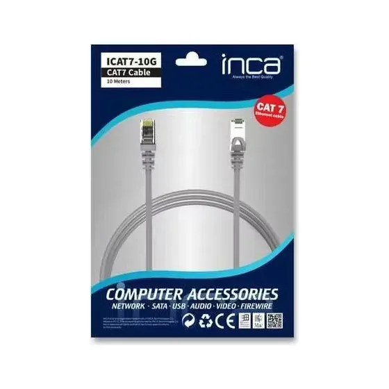 Inca ICAT7-10TG CAT7 10MT S/Ftp Patch Kablo Gri