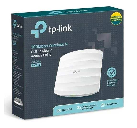 TP-Link Omada EAP115 1 Port 10/100 2.4GHZ 300MBPS 2X4DBI Anten Tavan Tipi Access Point