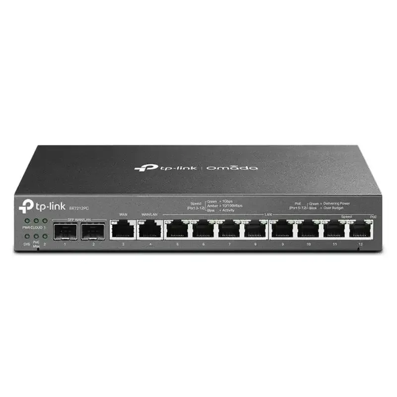 TP-Link Omada ER7212PC 2XGIGABIT SFP Wan/Lan Port 1XGIGABIT RJ45 WAN 1XGIGABIT SFP Wan/Lan 8XGIGABIT VPN Router