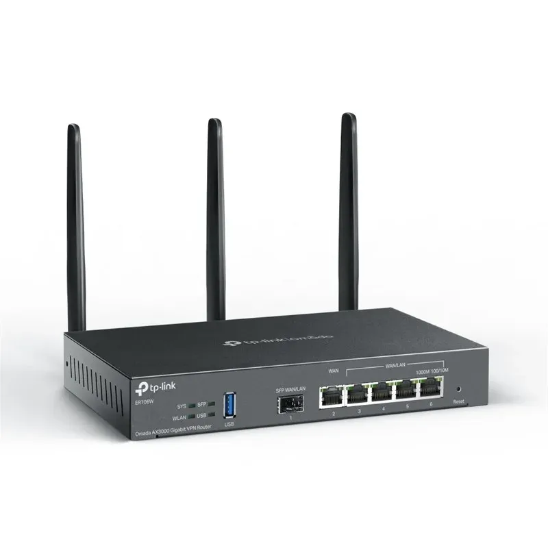 TP-Link Omada ER706W AX3000 Wi-Fi 6 1XGIGABIT SFP Wan/Lan Port 1XGIGABIT RJ45 WAN Port 4XGIGABIT Wan/Lan RJ45 VPN Router