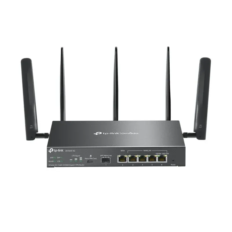 TP-Link Omada ER706W-4G AX3000 1× Gigabit SFP Wan/Lan Port, 1× Gigabit RJ45 WAN Port, 4× Gigabit Wan/Lan RJ45 VPN Router