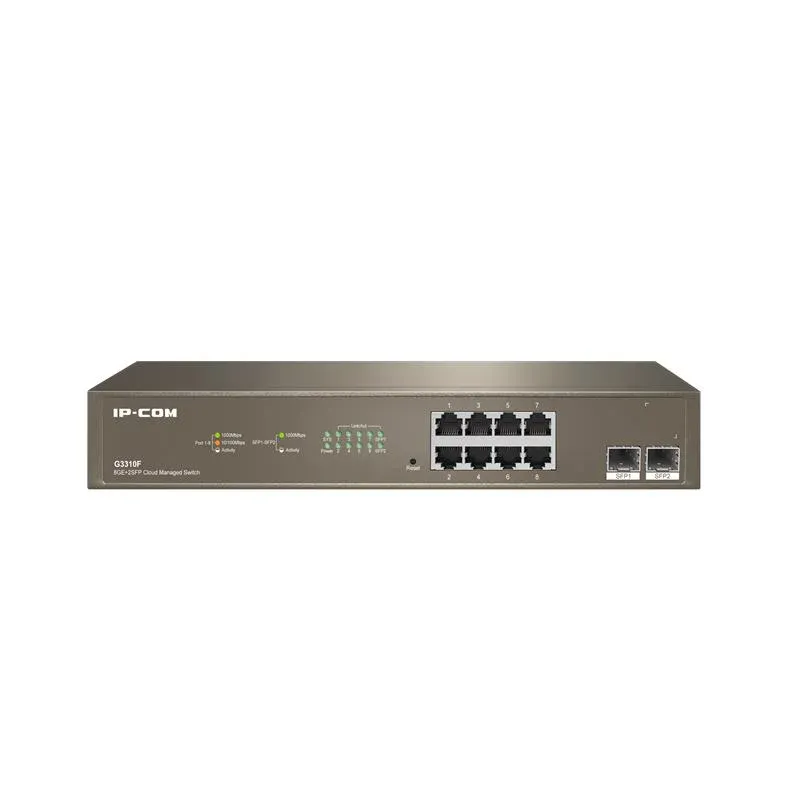 IP-Com G3310F 8 Port Gigabit + 2X1GB SFP Uplink Cloud Yönetilebilir Rackmount Switch