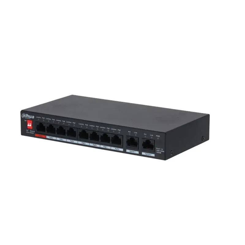 Dahua PFS3010-8ET-96 8 Port 10/100+ 2 Port Gigabit Uplink 250 Metre 96W PoE Switch