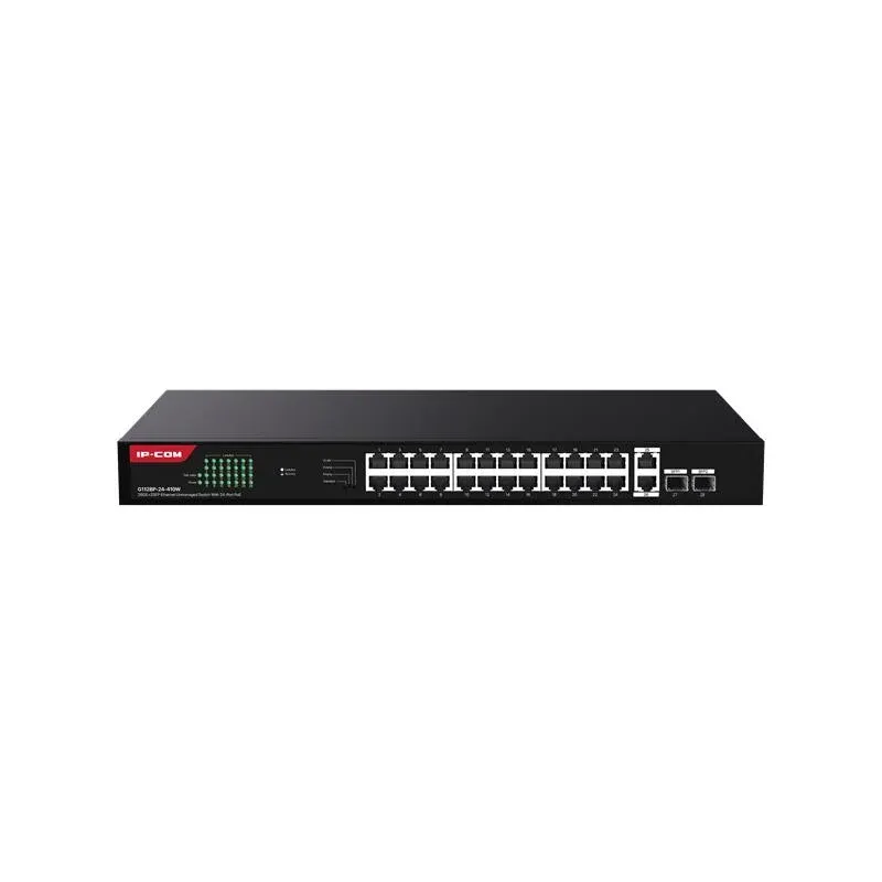 IP-Com G1128P-24-410W 24 Port Gigabit +2XGB RJ45/SFP Uplink 370W PoE Rackmount Switch