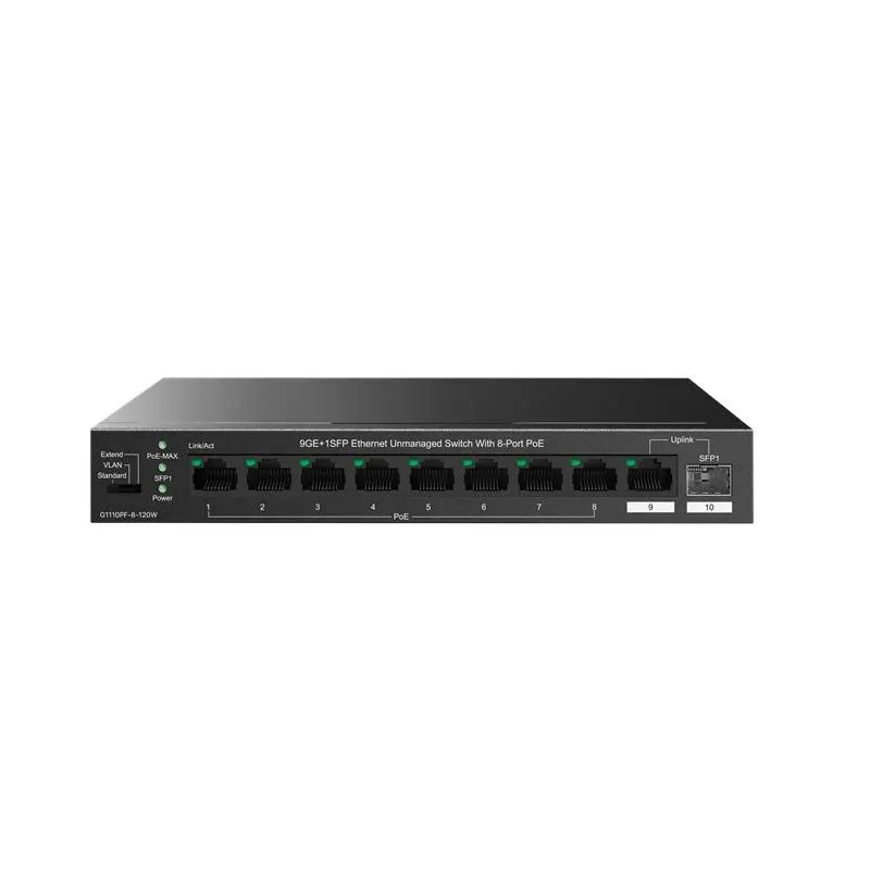 IP-Com IP-G1110PF-8-120W 8 Port Gigabit + 1X1GB RJ45/SFP Port 120W 250 Metre PoE Switch