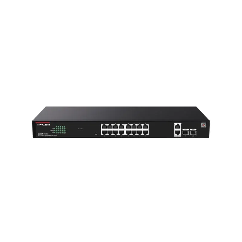 IP-Com G2220P-16-250W 16 Port GIGABIT+2XRJ45/SFP Uplink 230W PoE Cloud Yönetilebilir Rackmount Switch