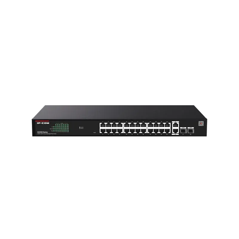 IP-Com G2228P-24-410W 24 Port GIGABIT+2XRJ45/SFP Uplink 370W PoE Cloud Yönetilebilir Rackmount Switch