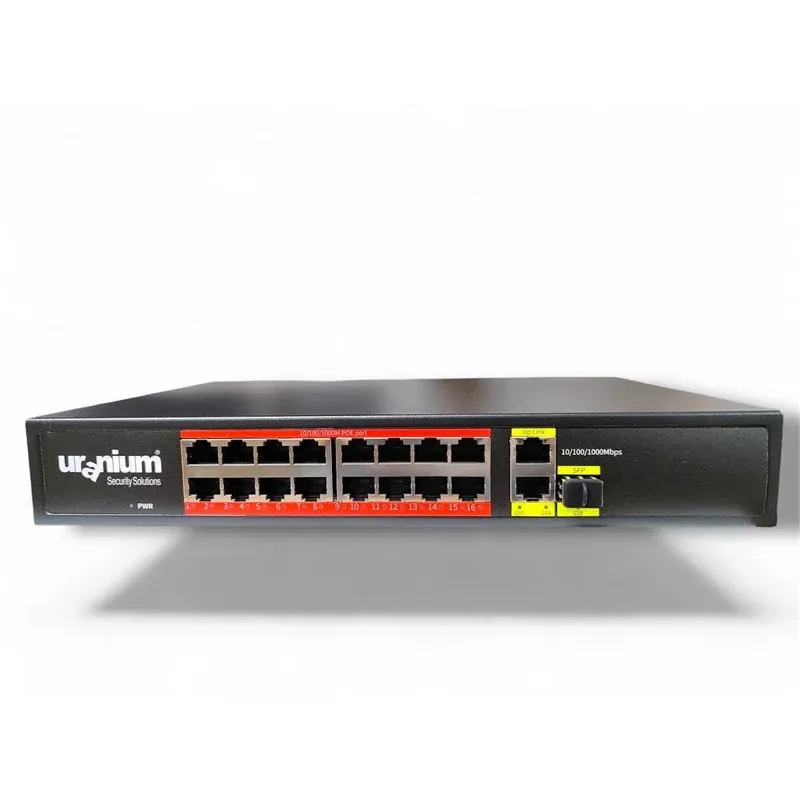 Uranium POE-G1621SFP-300W 16 Port GIGABIT+2XGB RJ45+1XSFP Uplink PoE Rackmount Switch (Realtek Chipset)