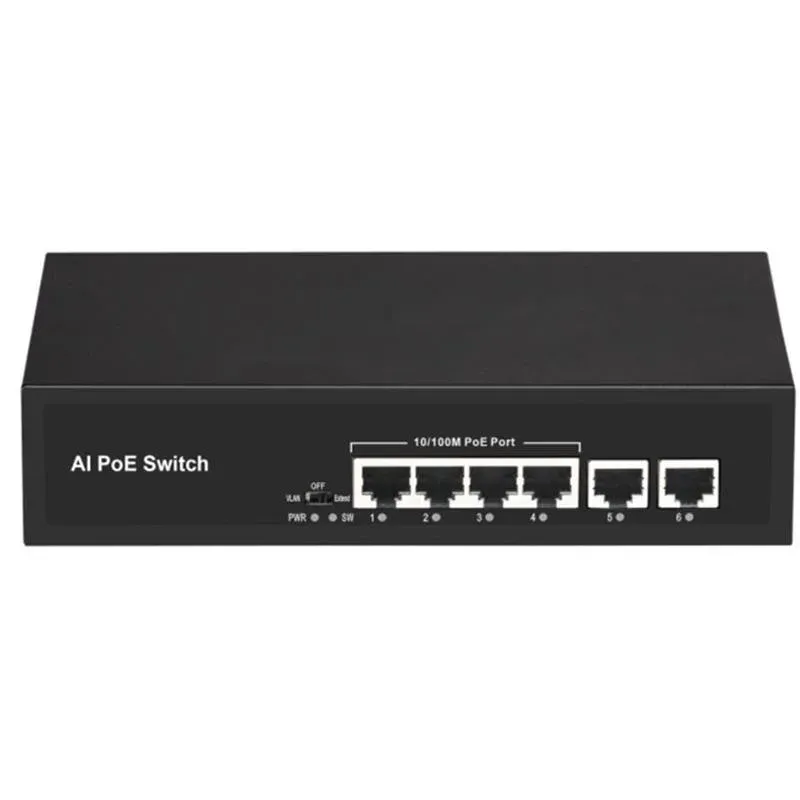 Uranium POE-4020-55W 4 Port 10/100 + 2 Port 10/100 RJ45 Uplink PoE Switch (Realtek Chipset)