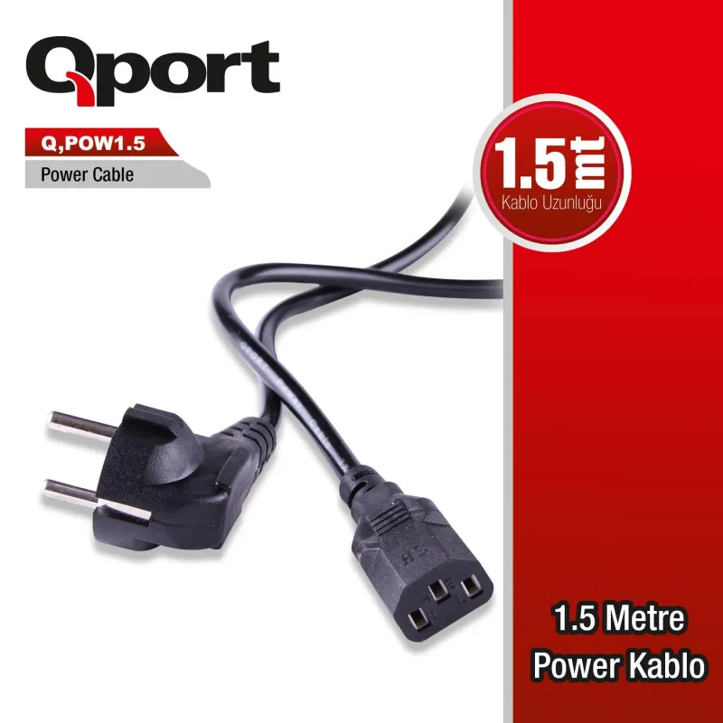 Qport Q-POW1.5 1.5M PC Power Kablosu